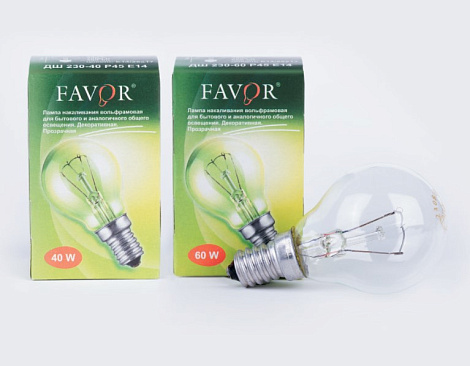 Лампа накаливания Е14 40Вт 230В шар прозр. Favor