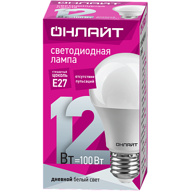 Лампа светодиодная Е27  12Вт 6500К 176-264В груша ОНЛАЙТ 61 141