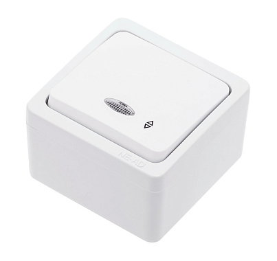 Выключатель 1 ОП 10А проходной с подсв. Ne-ad Murat белый