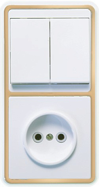 Блок комб. СП (2кл + 1роз) Кунцево-Электро Бэлла белый (золотая вставка)