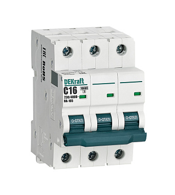 Автоматический выключатель 3P  16А (C) 10kA ВА105 DEKraft