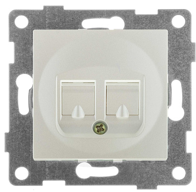 Розетка 1 СП комп. RJ45+RJ45 кат.5е механизм Gusi Electric Ugra жемчуг