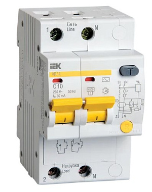 Диф. автомат 2P 10А  30мА х-ка C АД-12 IEK