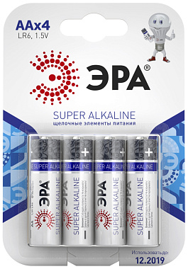 Элемент питания ЭРА LR6-4BL SUPER Alkaline C0038450