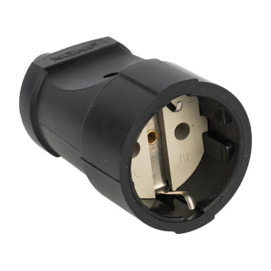 Гнездо штепсельное (розетка переносная) с заземлением 16А 250В черный ПВХ EKF