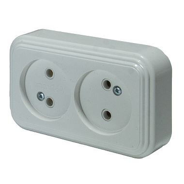 Розетка 2 ОП 16А БелТИЗ Элект Викинг белый