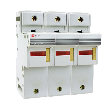 Держатель предохранителя 3P для ПВЦ 10x38 (с индик.) EKF