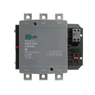 Контактор 330А 220В АС АС3 АС4 1НО+1НЗ КМ-102 DEKraft