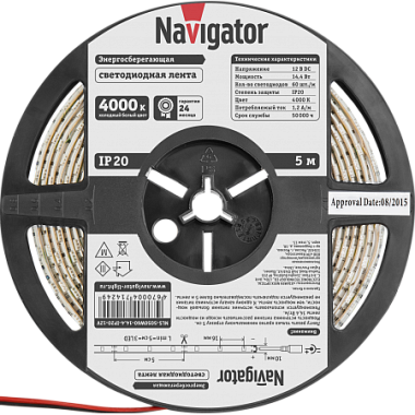 Лента светодиодная 14,4Вт IP20 12V холодный белый 4000К Navigator 71 424
