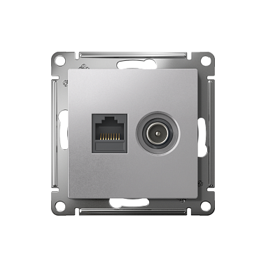 Розетка 1 СП TV+комп.RJ45 кат.5е механизм SE AtlasDesign алюминий