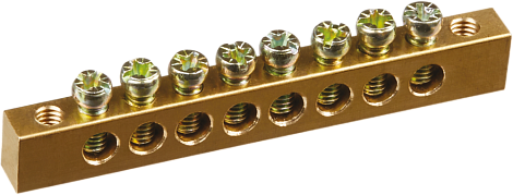 Шина "0" N (8x10мм)  8 отв. латунь крепеж по краям Navigator 71 147