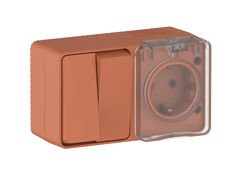 Блок ОП (2кл. + 1роз.с з/к з/шт) IP54 SE AtlasDesign Profi54 терракотовый