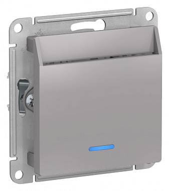 Выключатель 1 СП 10А карточный, без задержки времени, механизм SE AtlasDesign алюминий