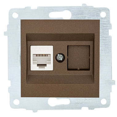 Розетка 1 СП комп. RJ45 кат.6 механизм Ovivo мокко