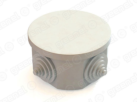 Коробка расп. ОП D=75мм, Н=40мм IP44 4 ввода серый Greenel