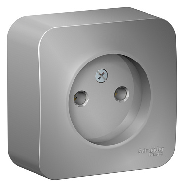 Розетка 1 ОП 16А (изол.пл.) SE Blanca алюминий