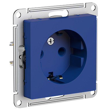Розетка с заземлением 1 СП 16А механизм SE AtlasDesign аквамарин