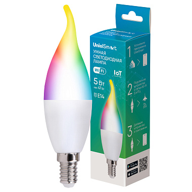 Лампа светодиодная "Умный дом" Wi-Fi Е14  5Вт RGBW TM Uniel