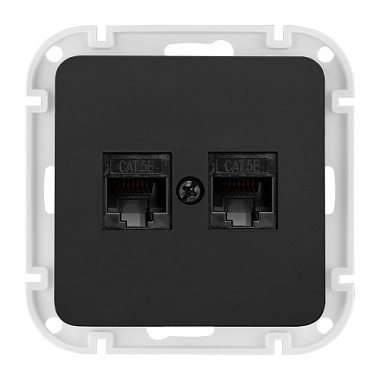 Розетка 1 СП комп. RJ45+RJ45 кат.5е механизм Bylectrica Astrum карбон