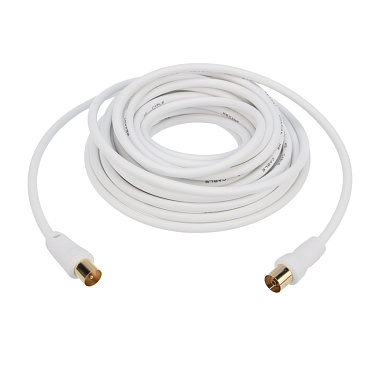 Шнур ТВ гнездо - ТВ штекер, длина 5 метров, белый Rexant
