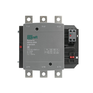 Контактор 265А 220В АС АС3 АС4 1НО+1НЗ КМ-102 DEKraft