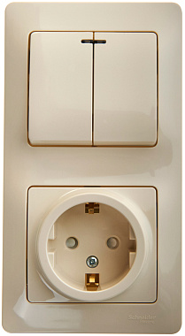 Блок комб. СП (2кл с подсв + 1роз с з/к з/шт) SE Glossa бежевый