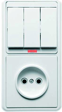 Блок комб. СП (3кл с подсв. + 1роз) Кунцево-Электро Бэлла белый