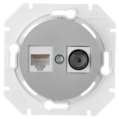 Розетка 1 СП TV+комп.RJ45 кат.5е механизм Bylectrica Прованс серебро