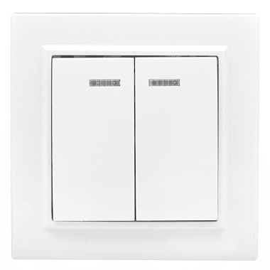 Выключатель 2 СП 10А с подсв. EKF Минск белый