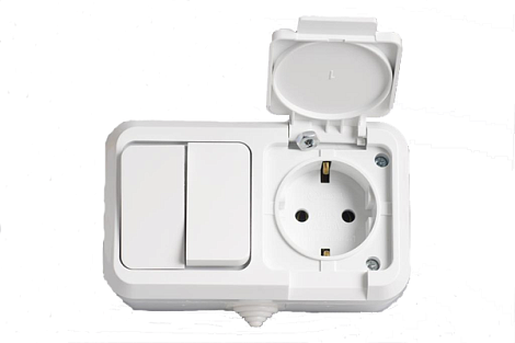 Блок ОП (2кл. + 1роз.с з/к) IP44 Makel Nemliyer белый