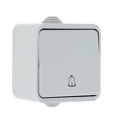 Кнопка звонка 1 ОП IP44 10А EKF Прага белый