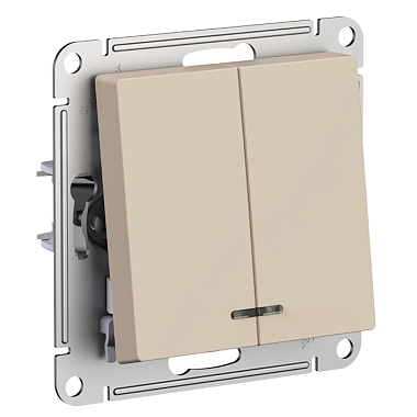 Выключатель 2 СП 10АХ с подсв. сх.5а механизм безвинт. зажим SE AtlasDesign песочный