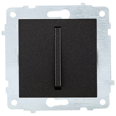 Выключатель 1 СП 10А узкая клавиша механизм Ovivo черный металлик