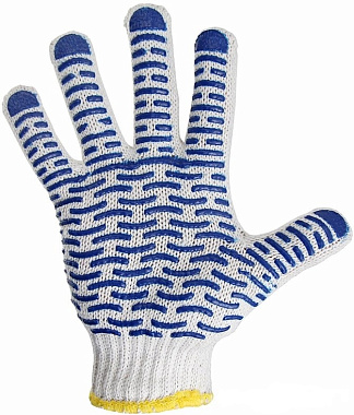 Перчатки х/б с нанесением ПВХ («Волна»), 5 нитей, 55-56 г, 10 класс вязки