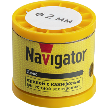 Припой с канифолью ПОС-61, катушка, 2 мм, 200 гр Navigator 93 087