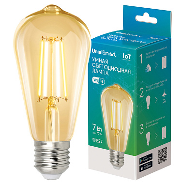 Лампа филаментная "Умный дом" Wi-Fi Е27  7Вт TM Uniel
