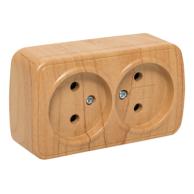 Розетка 2 ОП 10А EKF Минск светлое дерево