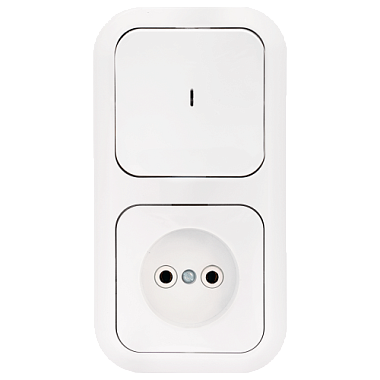 Блок комб. СП (1кл с подсв. + 1роз) Bylectrica Гармония белый