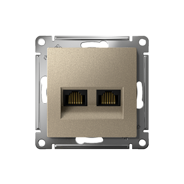 Розетка 1 СП комп. RJ45+RJ45 кат.5е механизм SE AtlasDesign шампань