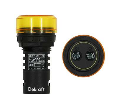 Лампа (LED) матрица d22мм желтый 220В AC ЛK-22 DEKraft