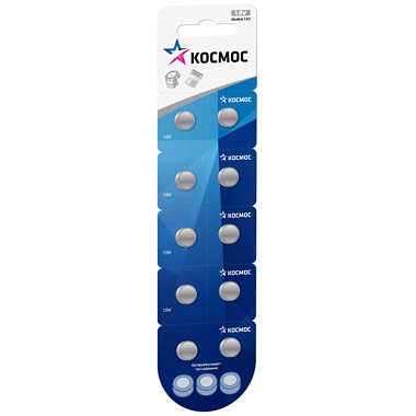 Элемент питания LR41 AG3 часовой алкалиновый 10BL Космос