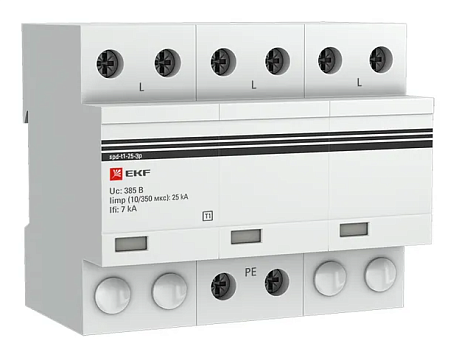 УЗИП Класс 1 Iimp 25kA (10/350μs) 3P EKF