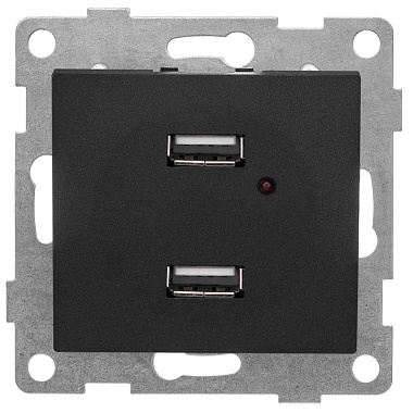 Розетка 1 СП USB А+А 2,1А механизм Gusi Electric Bravo графит