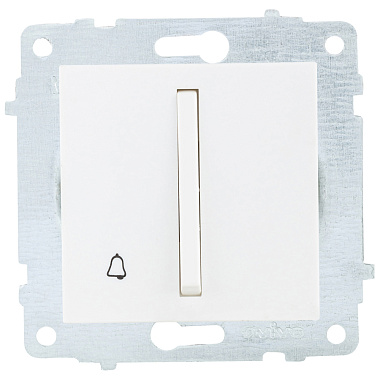 Выключатель 1 СП кнопка звонка узкая клавиша механизм Ovivo белый