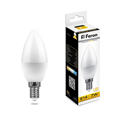 Лампа светодиодная Е14  7Вт 2700К 230В свеча LB-97 Feron