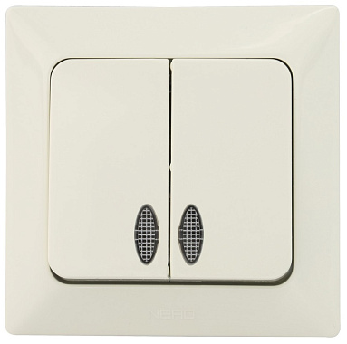 Выключатель 2 СП 10А с подсв. Ne-ad Aras крем