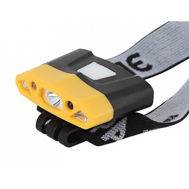 Фонарь налобный ЭРА серия "Практик" [3Вт led + 2 SMD, 3,7 V Li аккум, сенсерное включение, бл] Б0036605