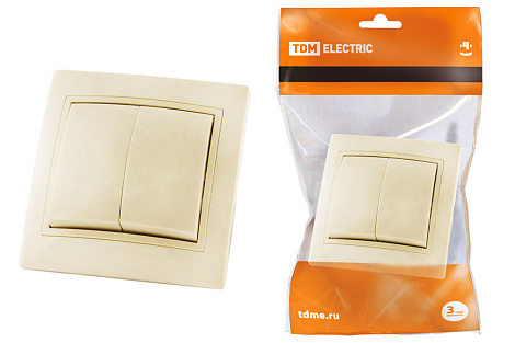Выключатель 2 СП 10А TDM Таймыр слоновая кость
