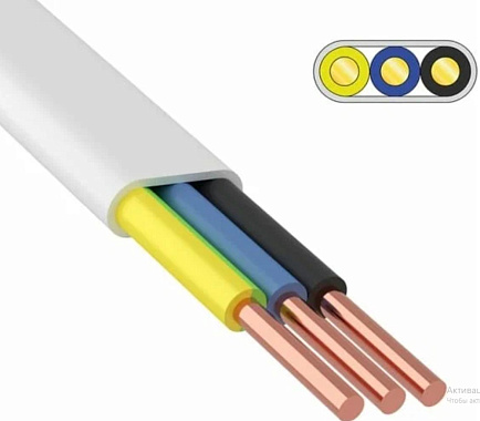 ПУНП 3х2,5 Провод бытовой плоский белый ГОСТ (ККЗ)