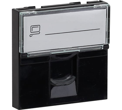 Розетка модульная компьютерная RJ-45 45х45мм Рувинил черный